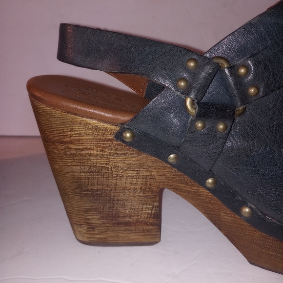 Kork Ease grey leather wooden heel clogs - Picture 5 of 11
